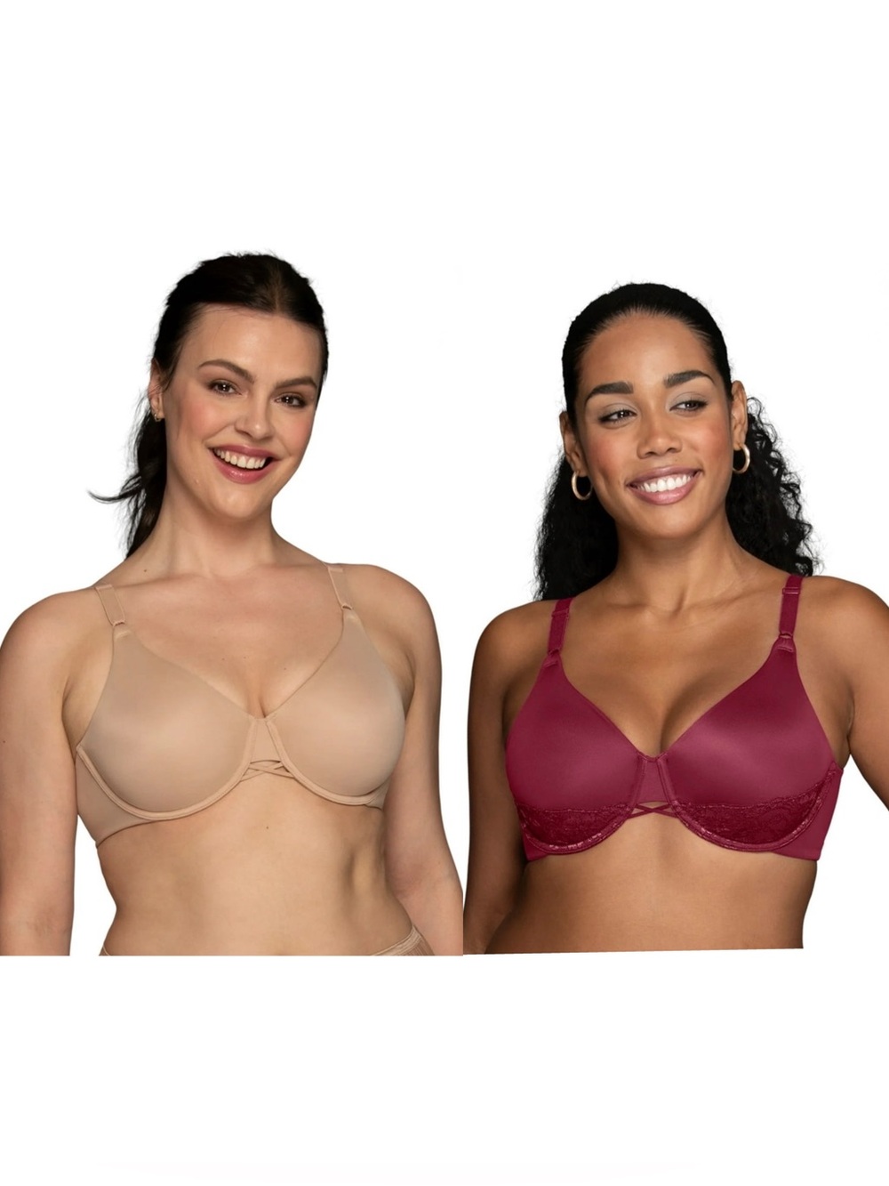 Vanity Fair Radiant Full Coverage Back Smoothing Underwire Bras 42D New LOT OF 2
